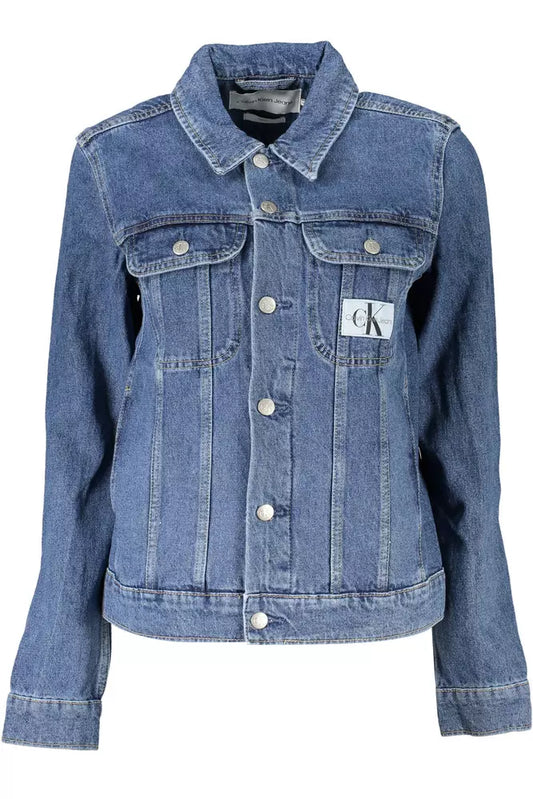 Blue Cotton Women Jacket