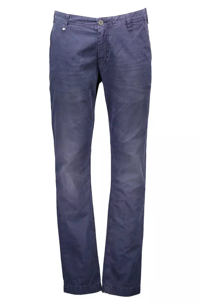 Blue Cotton Men Trouser