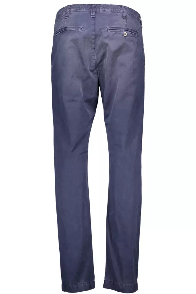 Blue Cotton Men Trouser