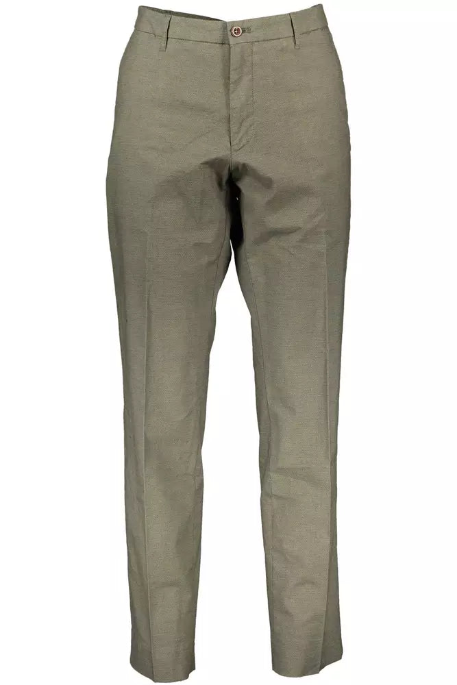 Green Cotton Men Trouser