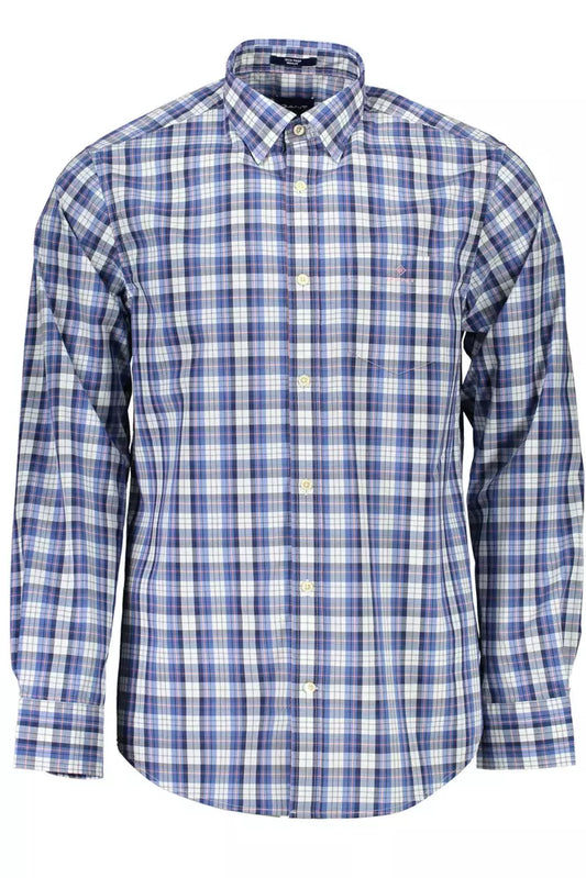 Blue Cotton Men Shirt