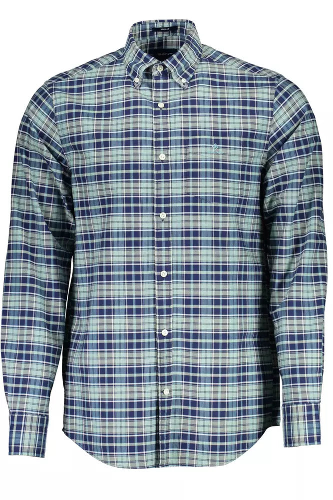 Blue Cotton Men Shirt