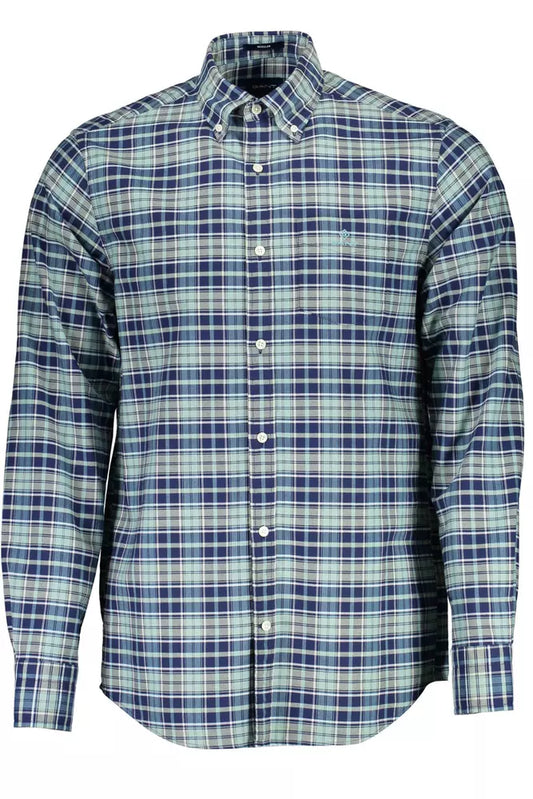 Blue Cotton Men Shirt