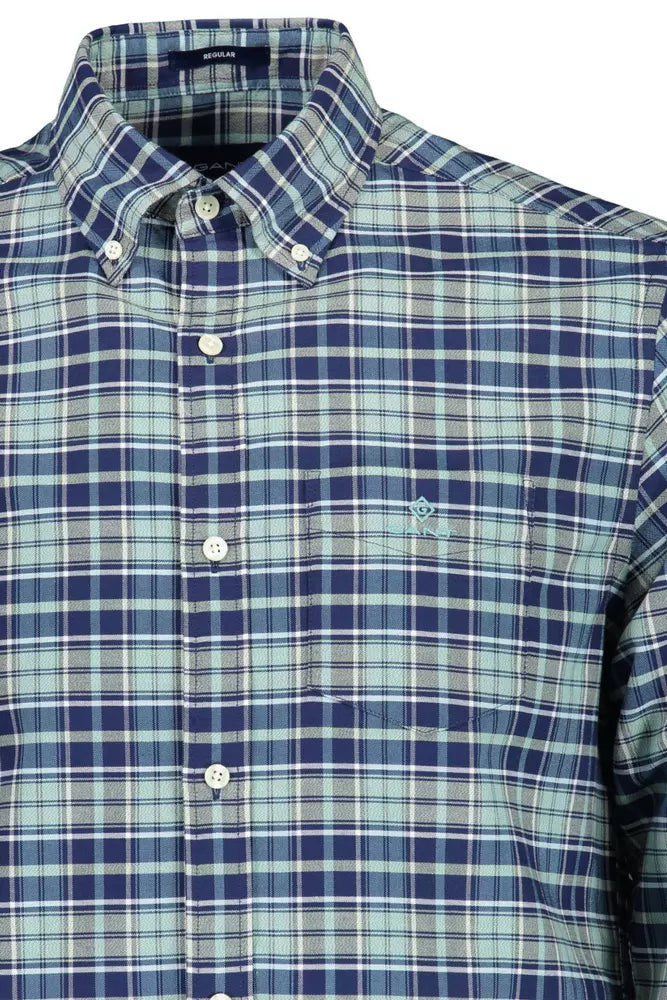 Blue Cotton Men Shirt