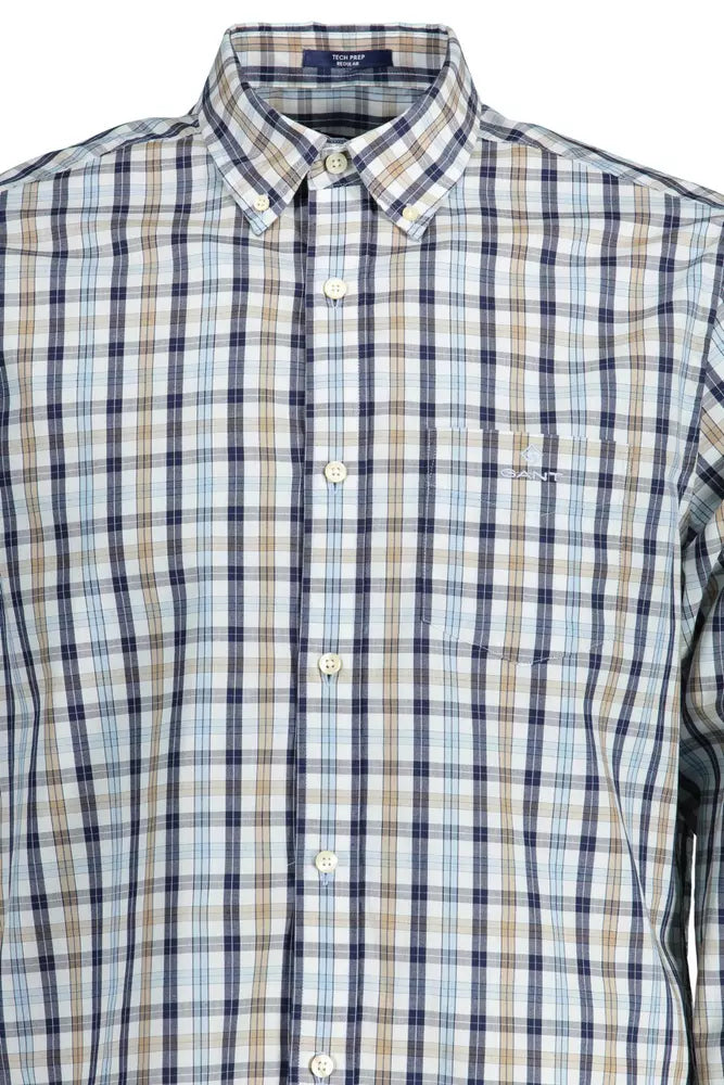 Beige Cotton Men Shirt