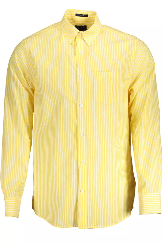 Yellow Cotton Men Shirt