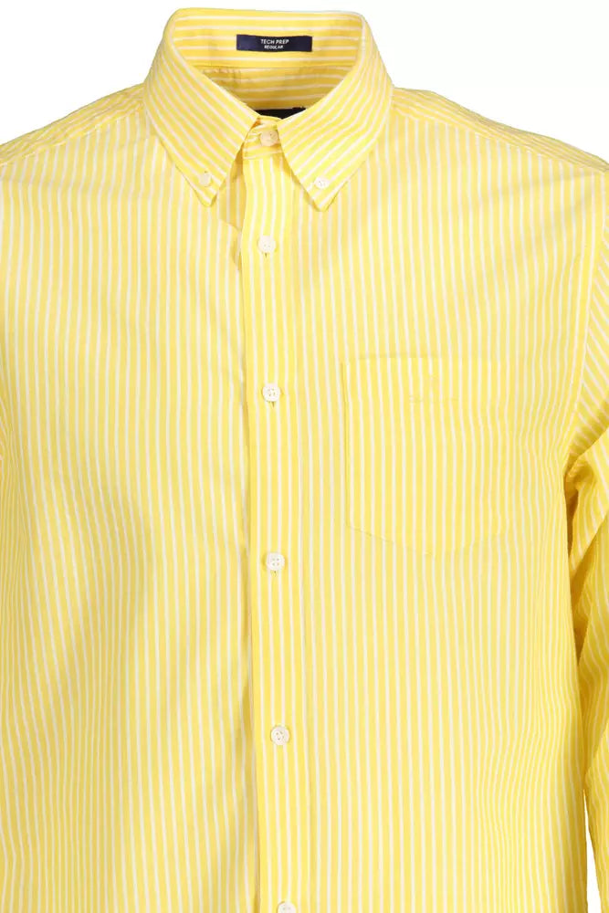Yellow Cotton Men Shirt