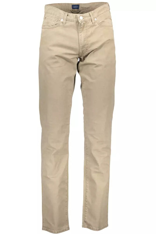 Beige Cotton Men Pant