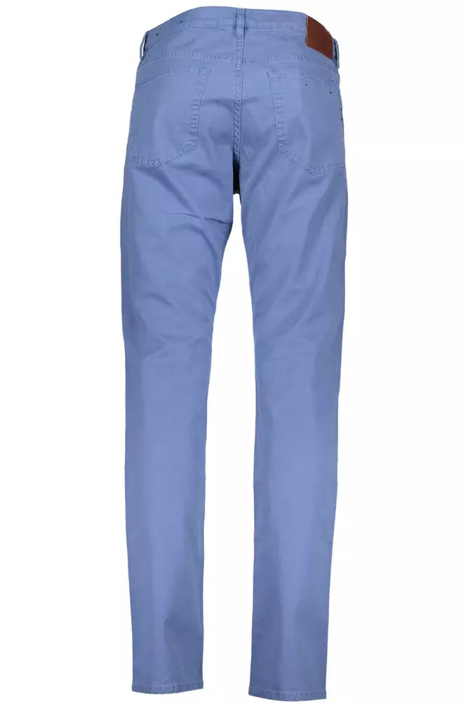 Light Blue Cotton Men Trouser
