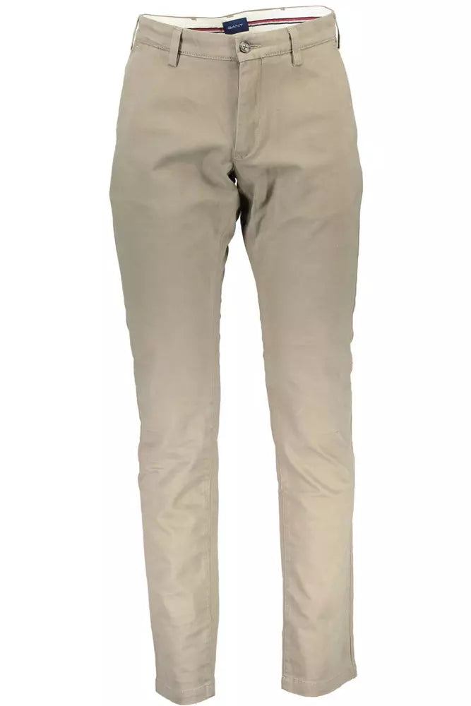 Beige Cotton Men Pant