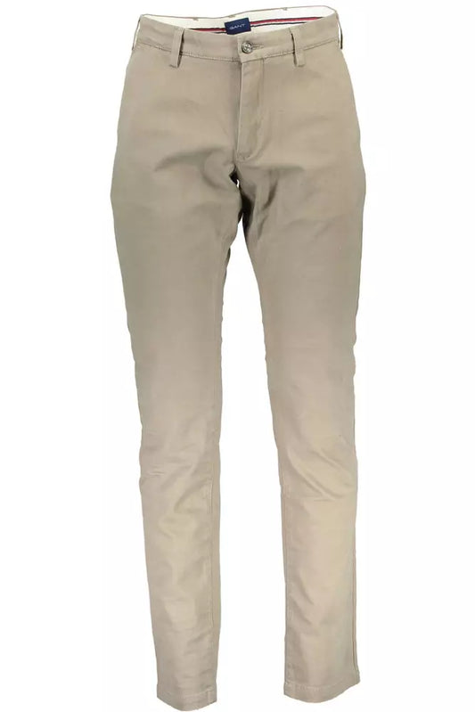 Beige Cotton Men Pant