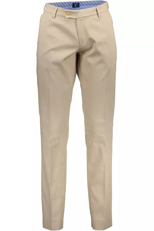 Beige Cotton Men Pants