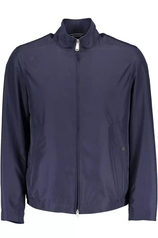 Blue Polyester Men Jacket