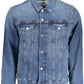 Blue Cotton Men Jacket
