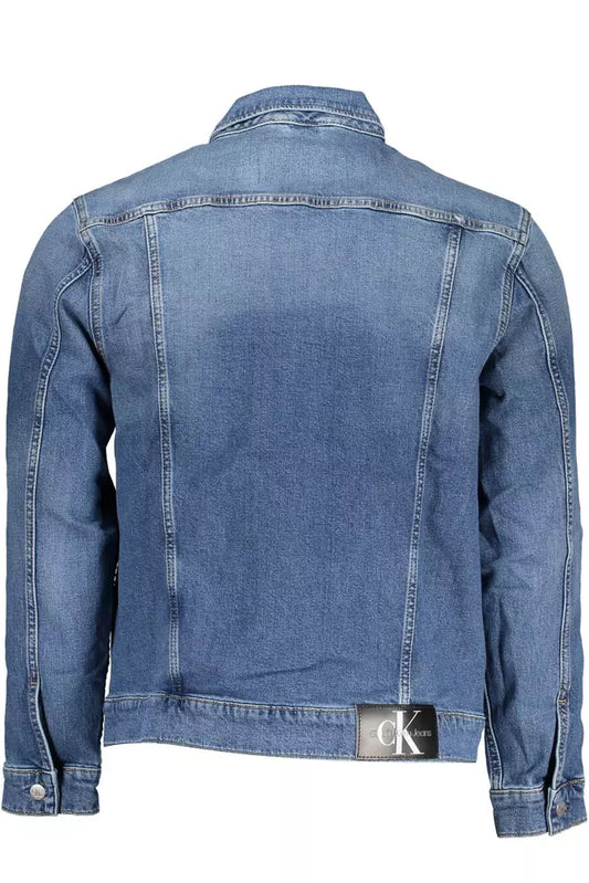 Blue Cotton Men Jacket
