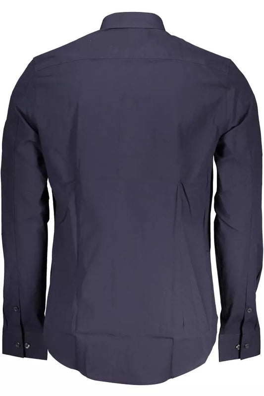 Blue Cotton Men Shirt