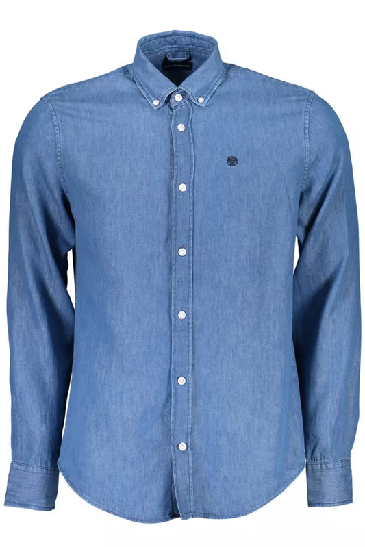 Blue Cotton Men Shirt