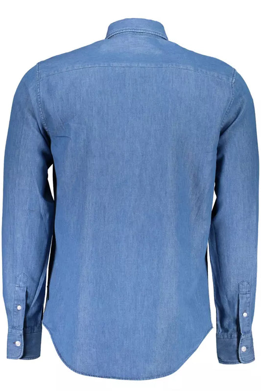 Blue Cotton Men Shirt