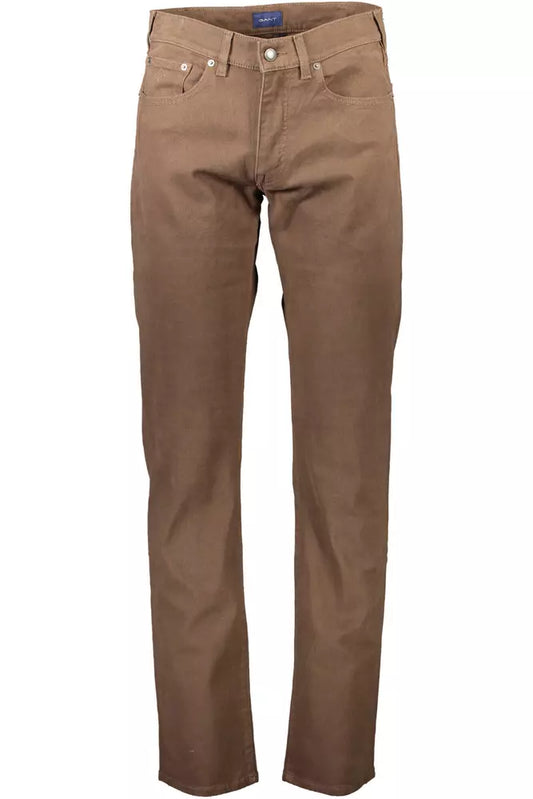 Brown Cotton Men Pant