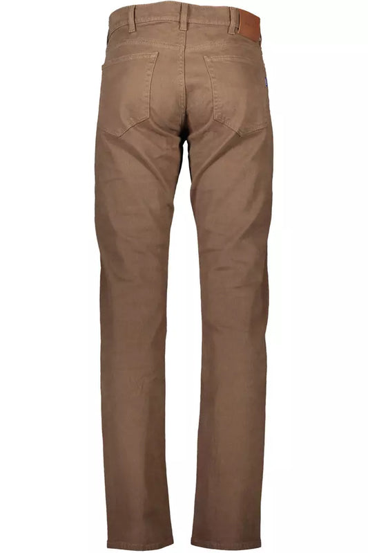 Brown Cotton Men Pant