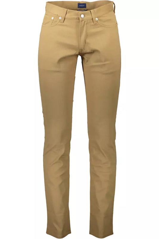 Brown Cotton Men Pant