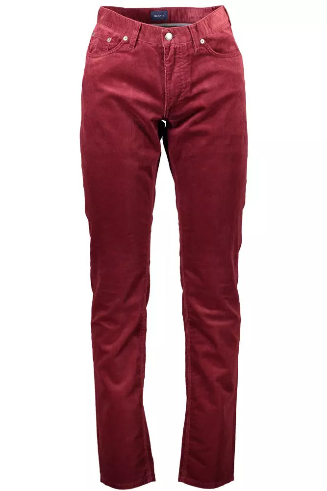 Red Cotton Men Trouser