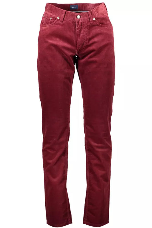 Red Cotton Men Trouser