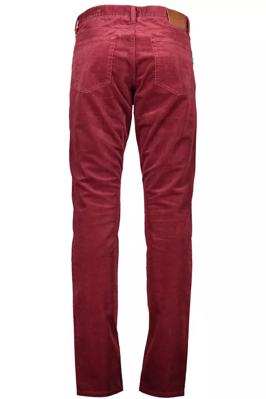 Red Cotton Men Trouser