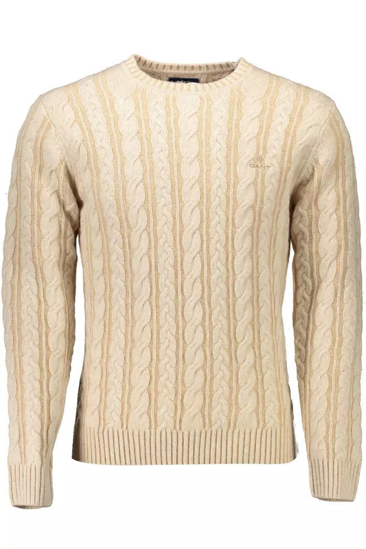 Beige Wool Men Sweater
