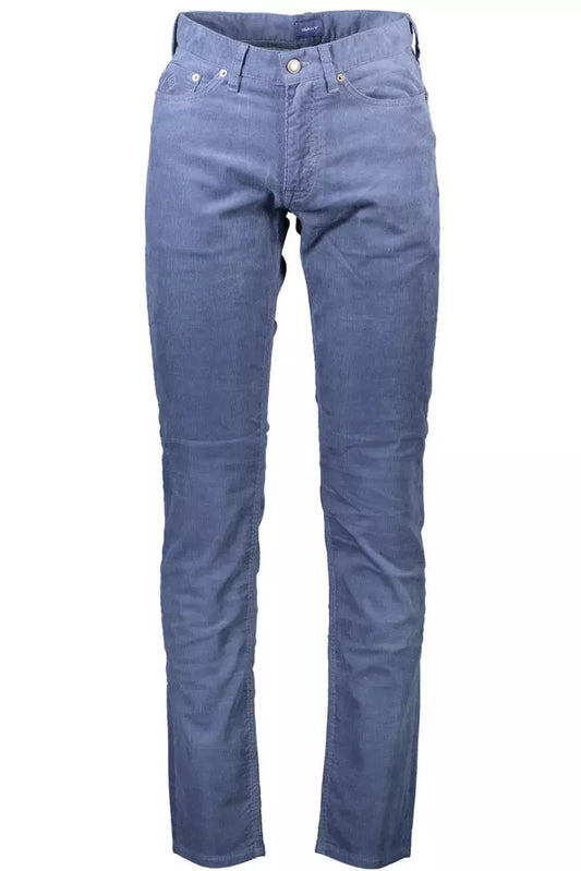 Blue Cotton Men Trouser