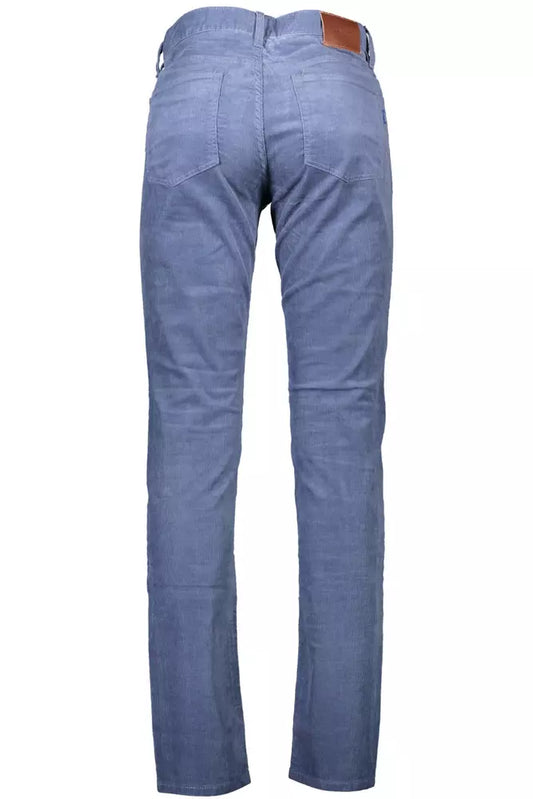 Blue Cotton Men Trouser