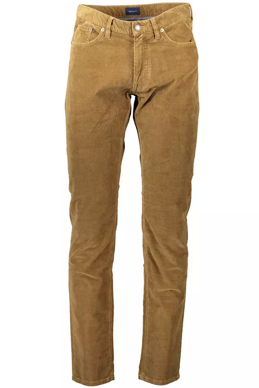 Brown Cotton Men Pant