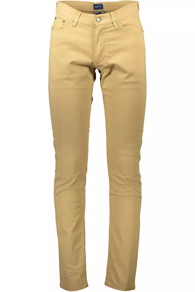 Beige Cotton Men Pants
