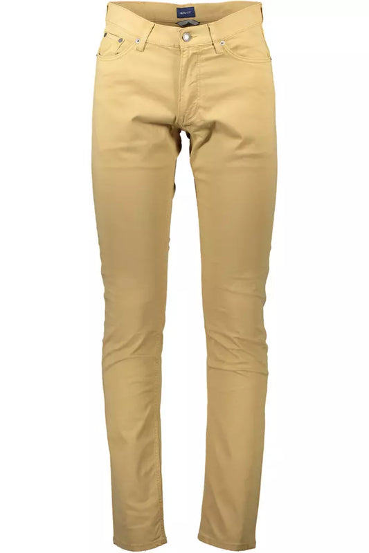 Beige Cotton Men Pants
