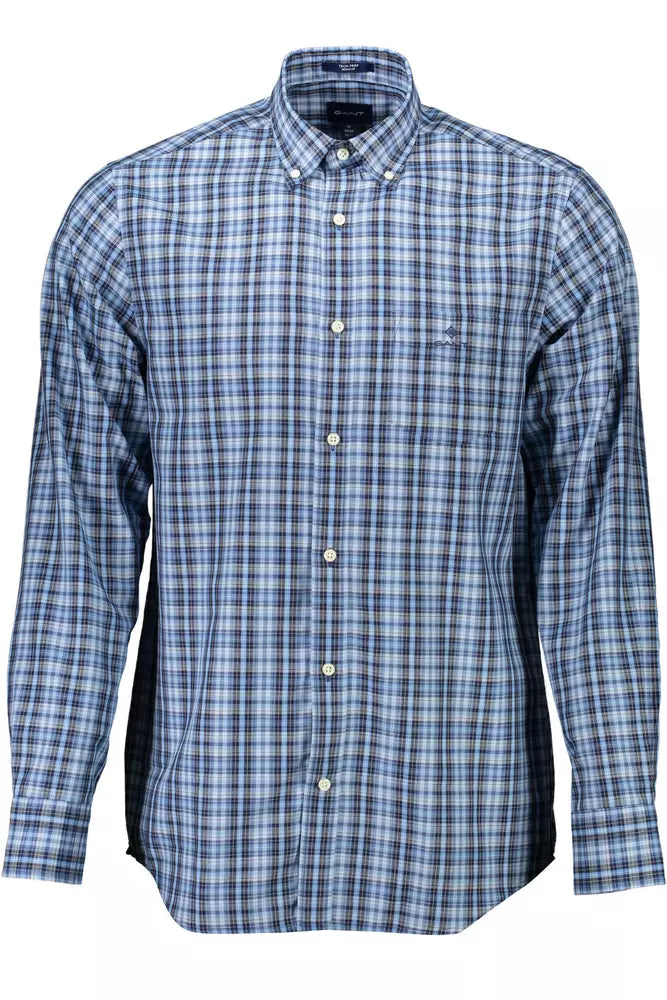 Blue Cotton Men Shirt