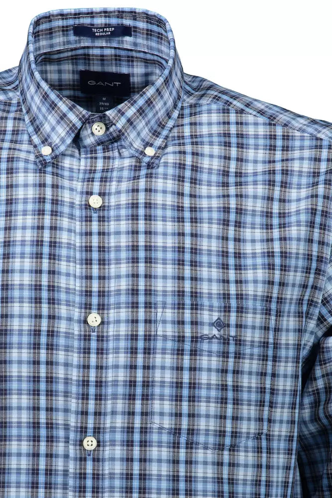 Blue Cotton Men Shirt