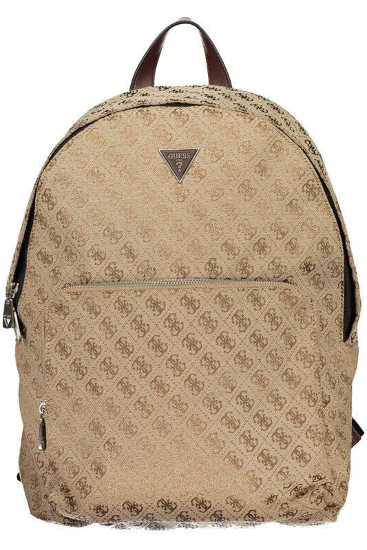Brown Polyester Women Backpack