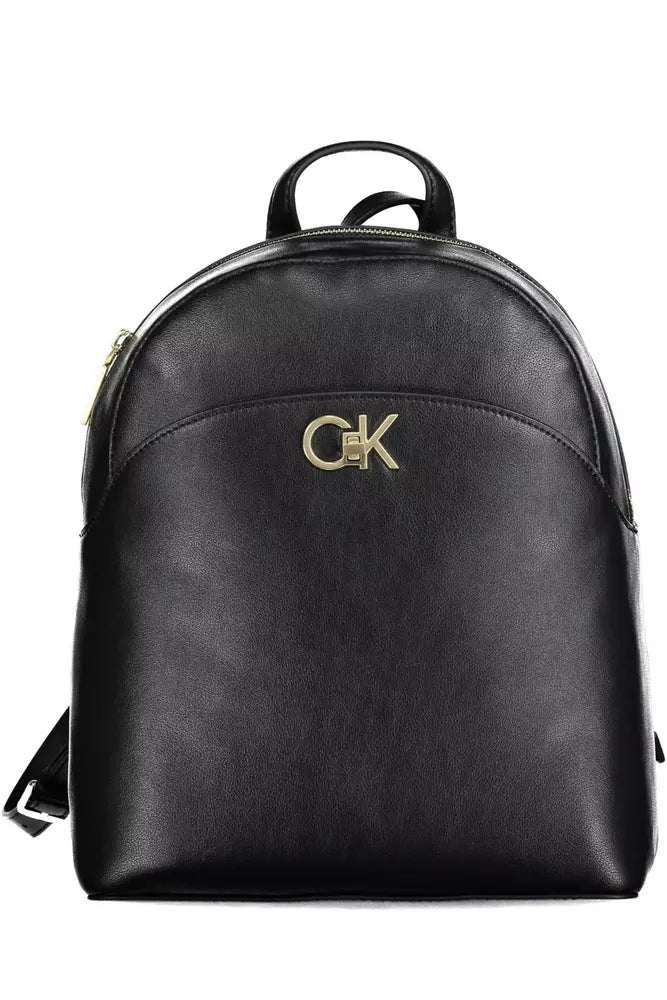 Black Polyester Women Backpack