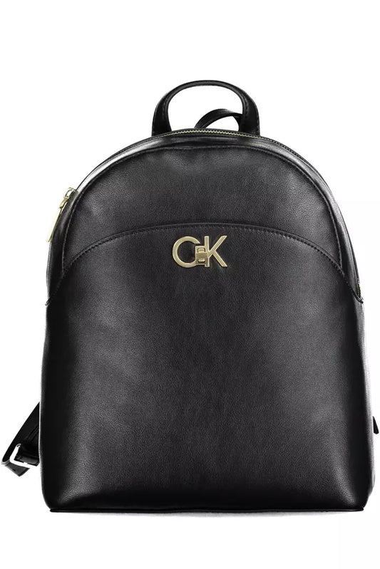 Black Polyester Women Backpack