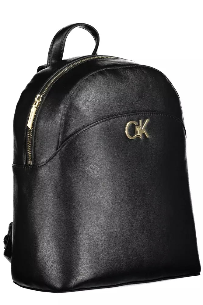 Black Polyester Women Backpack