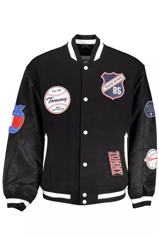 Black Polyester Men Jacket