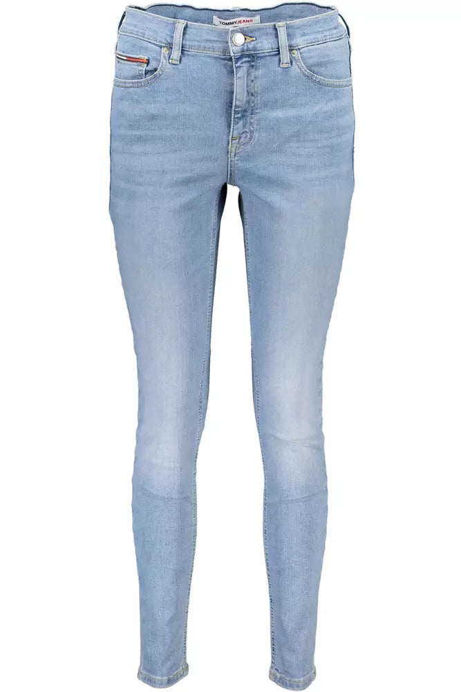 Light Blue Cotton Women Skinny Jean