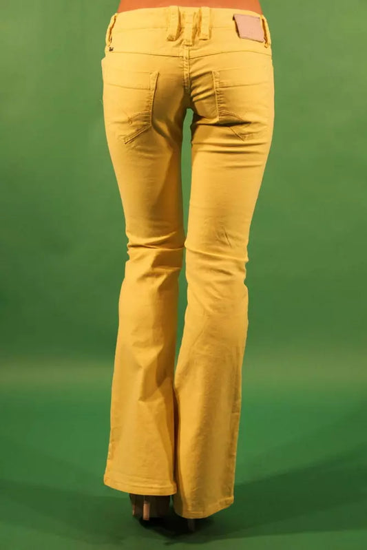 Yellow Cotton Women Trouser