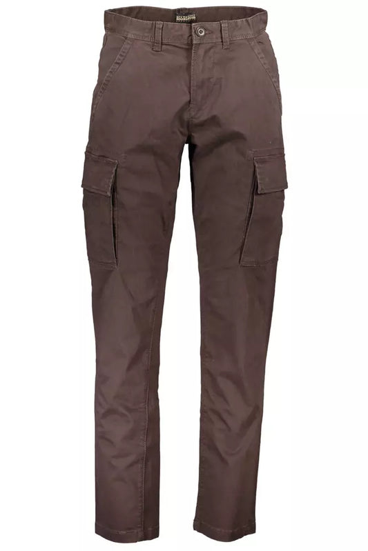 Brown Cotton Men Pant