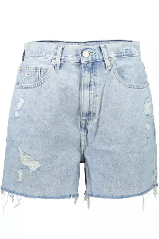 Light Blue Cotton Women Short