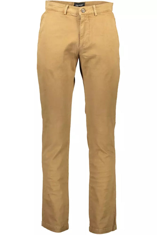 Beige Cotton Men Pant