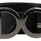 Elegant Black Leather Belt with Silver Buckle
