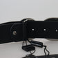 Elegant Black Leather Belt with Silver Buckle
