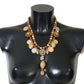 Gold Brass Crystal Logo Pineapple Statement Necklace