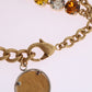Gold Brass Crystal Logo Pineapple Statement Necklace